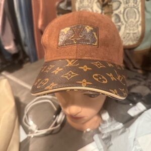 Louis Vuitton Suede and Leather Monogram Cap